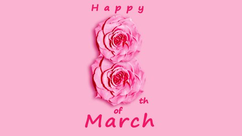 Happy 8th of March pink greeting card animation