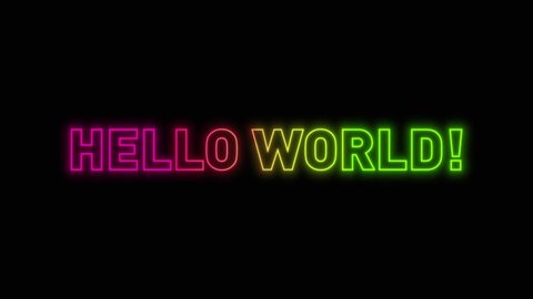 Hello World Message With Glow Effect 