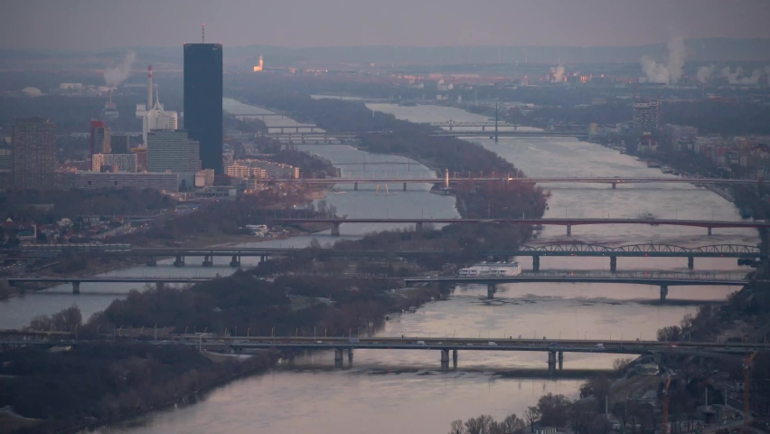 Panorama view over Vienna in winter