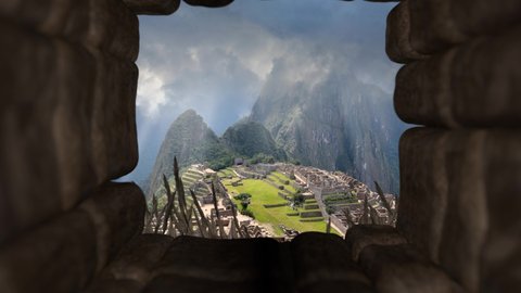 Machu Picchu - View of the ancient city through ruins window
