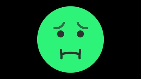 Nauseated Face Animated Emoji Reaction Isolated on Transparent Background. Emoticon and Smiley Face Icon Animation. 4K Ultra HD Apple ProRes 4444.