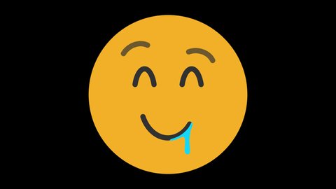 Drooling Face Animated Emoji Reaction Isolated on Transparent Background. Emoticon and Smiley Face Icon Animation. 4K Ultra HD Apple ProRes 4444.