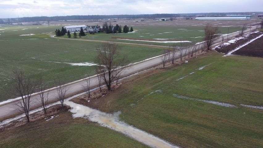 Aerial view of fallow farmland