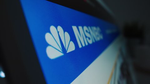 Melbourne, Australia - Feb 17, 2021: Motorized moving shot of MSNBC logo on its website