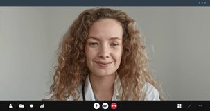 Caucasian woman doctor talking with patient online via video call, home medical consultation service concepts