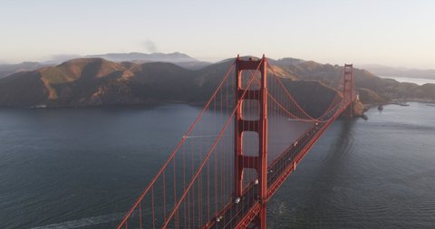 Overhead Tilt Down of The Golden Gate Bridge in San Francisco
