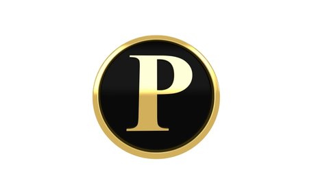 Golden Circle Locket Alphabet Letter  P Animation with turn and rotate
