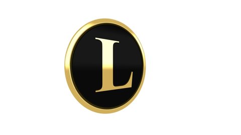 Golden Circle Locket Alphabet Letter L  Animation with turn and rotate