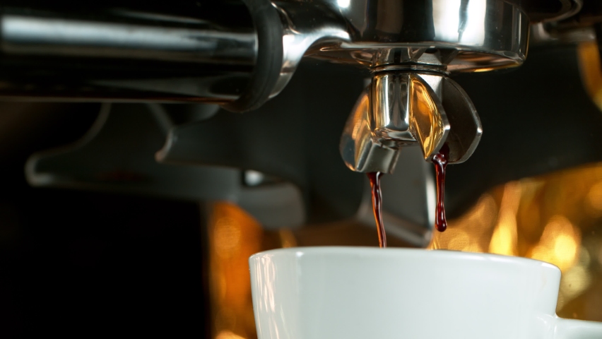 Closeup Slow Motion Espresso Pouring 