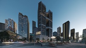 Hyperlapse time lapse of construction city. Construction of a large area with skyscrapers. Process of building new high rise buildings. Timelapse of a Large Real Estate - Powered by Shutterstock - Get 15% off with code: PIKWIZARD15