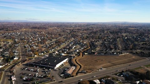 4k drone footage over Nampa, Idaho looking towards Boise, Idaho