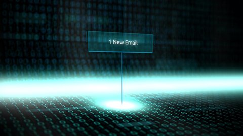 One Unread Email in a Digital Personal or Business Email Inbox Animation