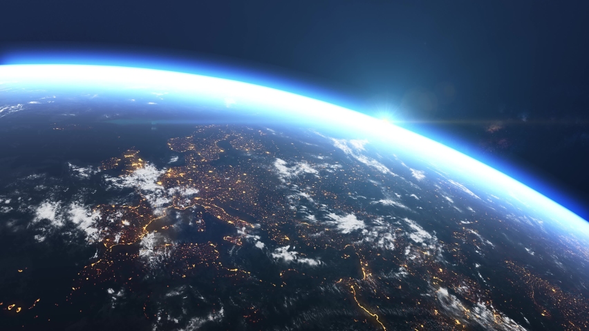 Digital Grid Over the Earth Sunrise. Internet connection by satellites. Global network connection the world abstract 3D rendering satellites. Modern Business and Technology Concept Royalty-Free Stock Footage #1067888402