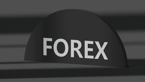 Black round rotating banner with gray 3D text and shadows indoor. Rendered animation for business presentations. Finance cryptocurrency investment and business development concept. Forex work at home.