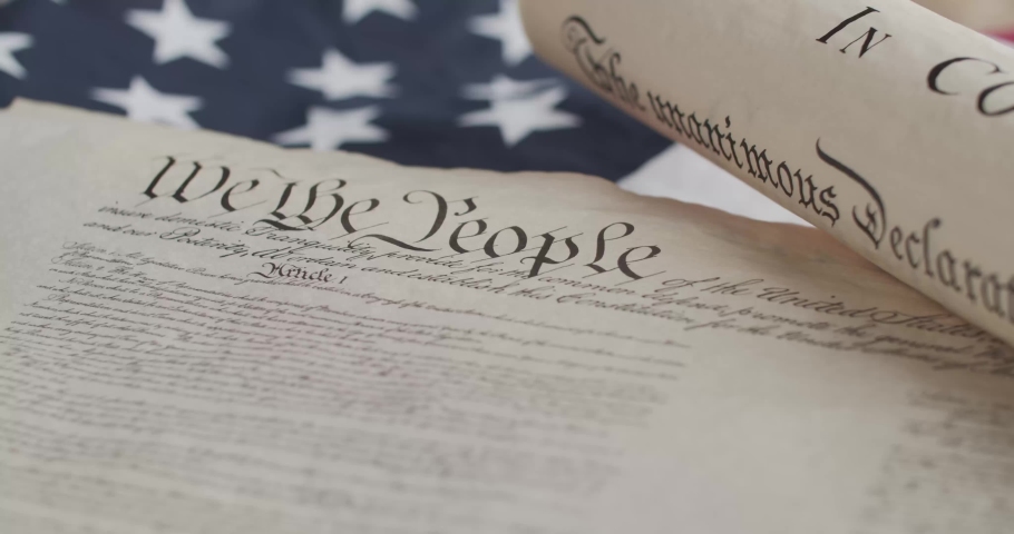 United States constitution and Flag Royalty-Free Stock Footage #1067895395