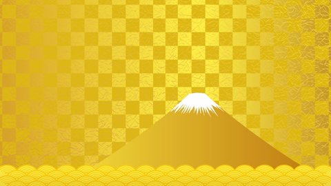 Mt. Fuji, Qinghai wave, Japanese crane and sunrise. Illustration video material 