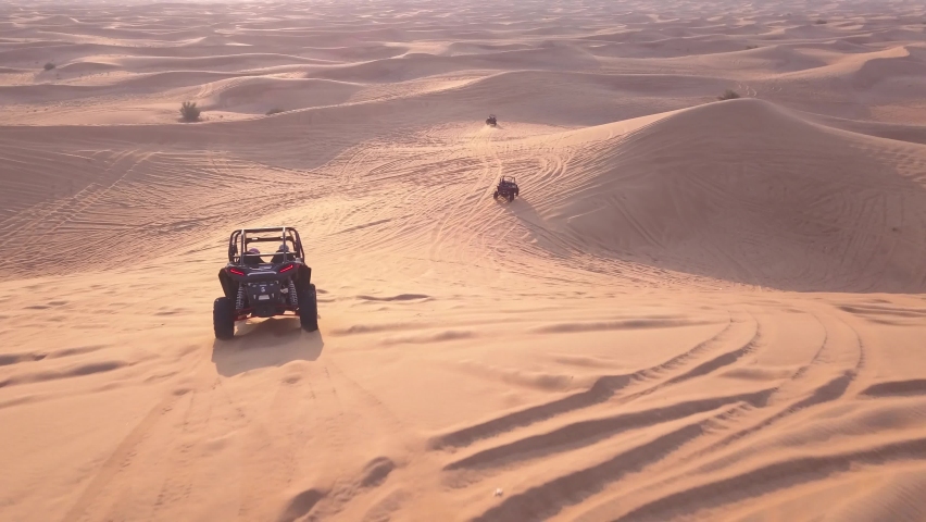 Dubai Desert Buggy Ride Sunset Royalty-Free Stock Footage #1067914874