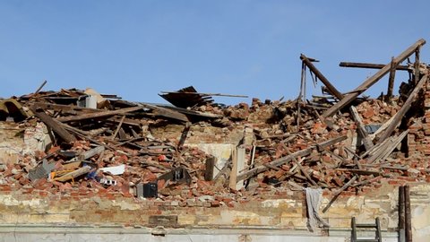 Strong earthquake hit Croatia. Damaged buildings in Petrinja. Ruined buildings damaged by an earthquake. 
