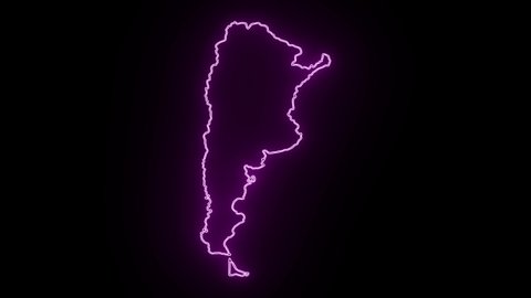 Neon Map of Argentina, Argentina outline, Animated close up map of Argentina