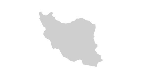 Animated Map of Iran. Gray Blank Iran Map on White Background. 4K Ultra HD World Map Animation.