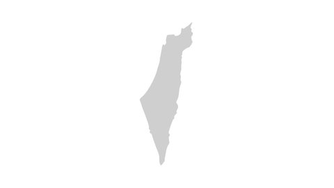 Animated Map of Israel. Gray Blank Israel Map on White Background. 4K Ultra HD World Map Animation.