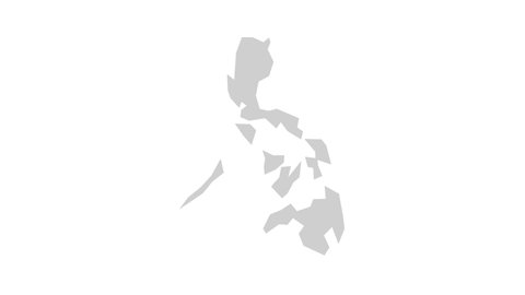 Animated Map of Philippines. Gray Blank Philippines Map on White Background. 4K Ultra HD World Map Animation.