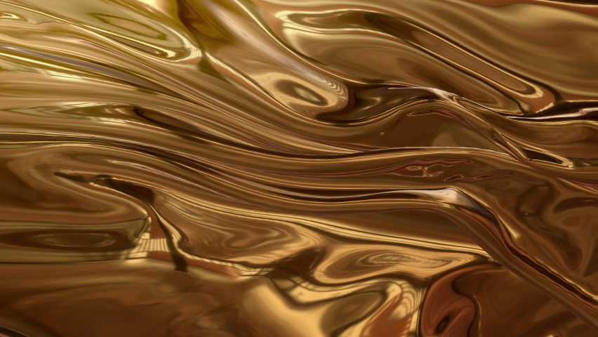 Oil fluid abstract fabric gold liquid. Golden wave background. Gold background. Gold texture. Lava, nougat, caramel, amber, honey, oil. 3d rendering Royalty-Free Stock Footage #1067929187