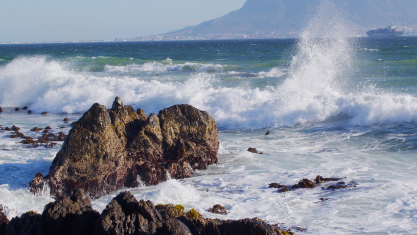 Waves at Robben Island at Cape Town, South Africa image - Free stock ...