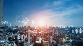 Modern cityscape and various charts. Business strategy. Marketing. Analysis. - Powered by Shutterstock - Get 15% off with code: PIKWIZARD15