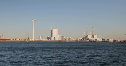Power plants and other industrial structures at Maasvlakte, in the Port of Rotterdam, The Netherlands, South Holland