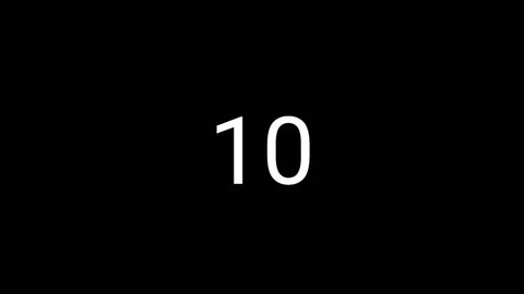 simpel Countdown cartoon animation number 10 to 1 on black background.4k video