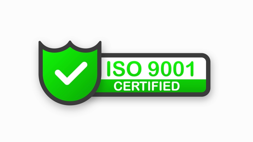 Iso 9001 Certified Green Badge Flat Stock Footage Video (100% Royalty 