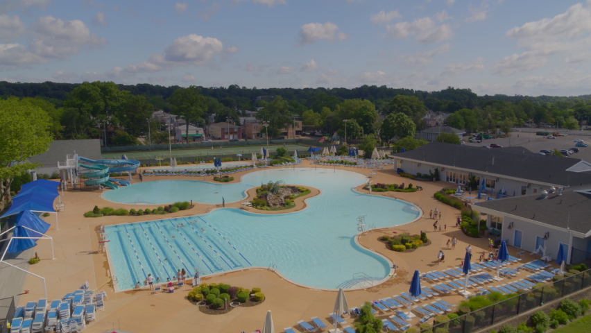 Flying Over a Pool Complex in Port Washington Long Island