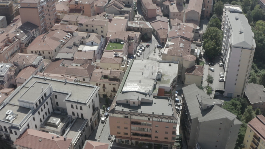 Aerial view of the roofs of the historic center of the city of Potenza, Italy.