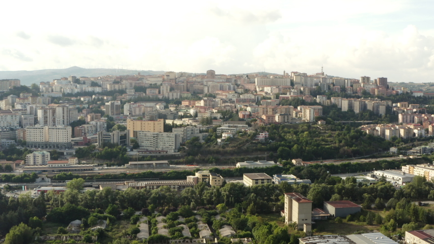 Aerial view of the city of Potenza, Italy.
