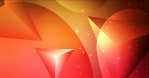 4K looping dark red, yellow video with circles, triangles. Shining colorful animation with circles, triangles. Flicker for designers. 4096 x 2160, 30 fps.