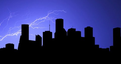 Houston Timelapse Stormy Night Lighting Bolt Time Lapse