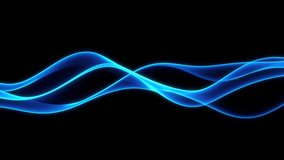 Seamless loop animation. Abstract colorful wavy background in blue on black backdrop. Modern colorful wallpaper. 3d rendering.