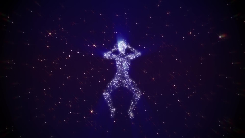 looped 3d animation. a glittering man floating in the shining starry sky. Royalty-Free Stock Footage #1068009152