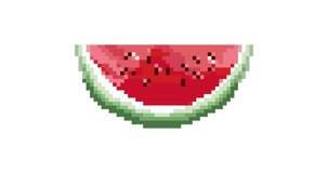 Watermelon. Bites. Pixel art 8 bit Loop Animation