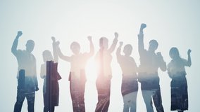 Silhouette of group of businessperson and modern cityscape. Double exposure. - Powered by Shutterstock - Get 15% off with code: PIKWIZARD15