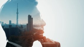 Silhouette of thinking man and modern cityscape. Double exposure. - Powered by Shutterstock - Get 15% off with code: PIKWIZARD15