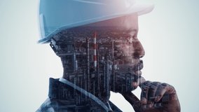 Silhouette of thinking man and modern factory. Double exposure. - Powered by Shutterstock - Get 15% off with code: PIKWIZARD15