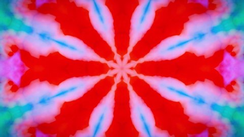 Colorful tie dye explosion seamless loop, computer generated kaleidoscope background 