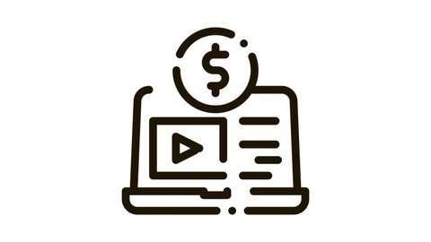 Laptop with Player Betting And Gambling animated black icon on white background