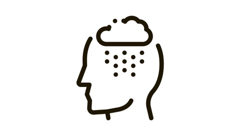 Rainy Cloud Cloudburst Silhouette Headache animated black icon on white background
