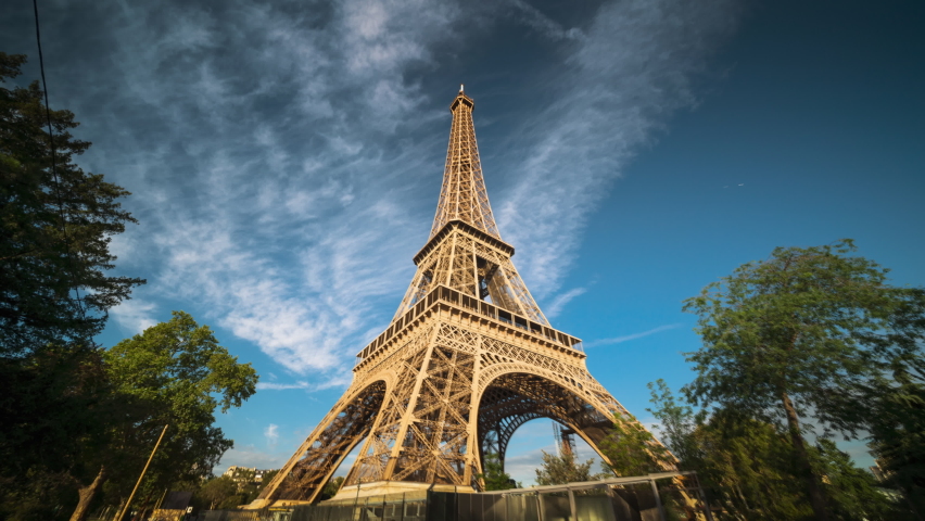 hyper lapse, Eiffel tower, Paris. France Royalty-Free Stock Footage #1068030470