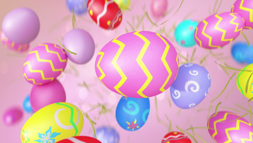 Easter eggs jumping in slow motion 4K Royalty-Free Stock Footage #1068033488