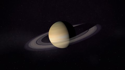 Slowly rotating Saturn. Slow zoom in to Saturn in space. Photo realistic 3D render of Saturn and stars. [ProRes - UHD 4K]