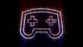 4k Retro gamepad controller hologram on digital background,5G gaming play pad online game abstract concept cloud,design animation,binary computer code.Matrix tag text style shaped,changing from zero  - Powered by Shutterstock - Get 15% off with code: PIKWIZARD15